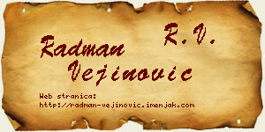 Radman Vejinović vizit kartica